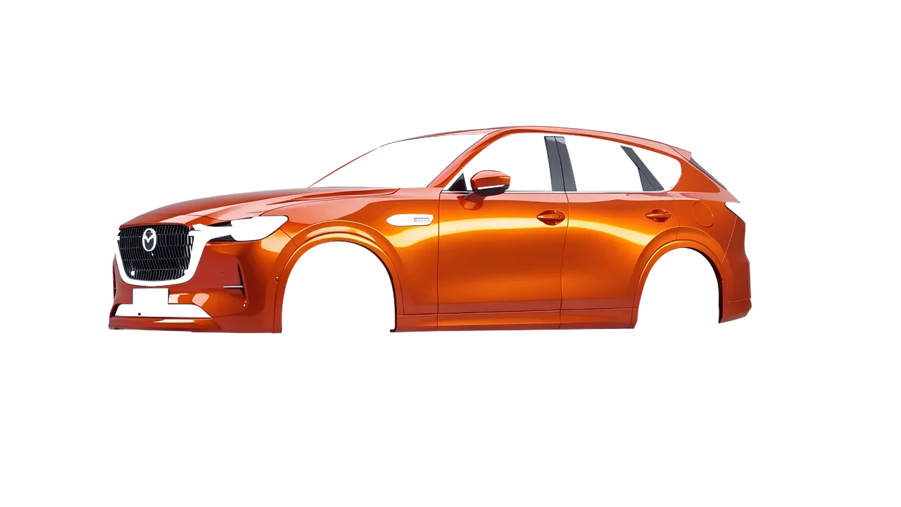 Mazda CX-60 2023 wrapped in Fiery Orange (3M G364), front three-quarter view
