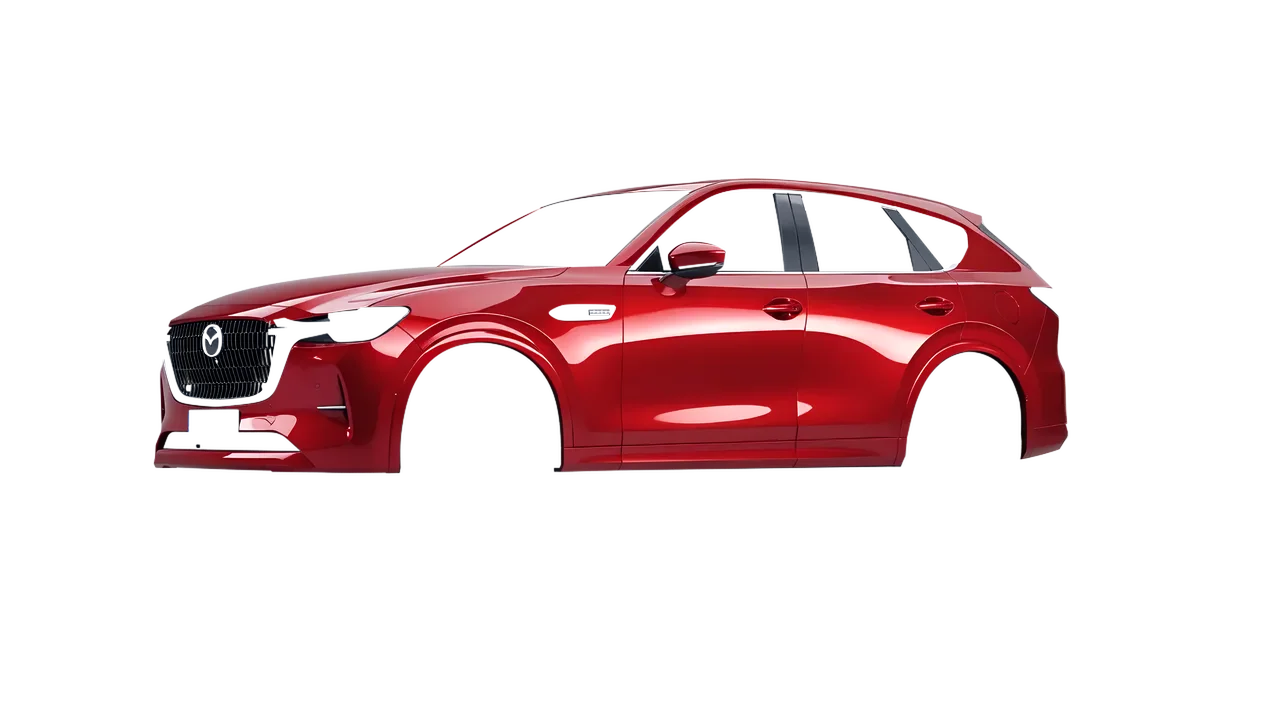 Mazda CX-60 2023 wrapped in Hot Rod Red (3M G13), front three-quarter view