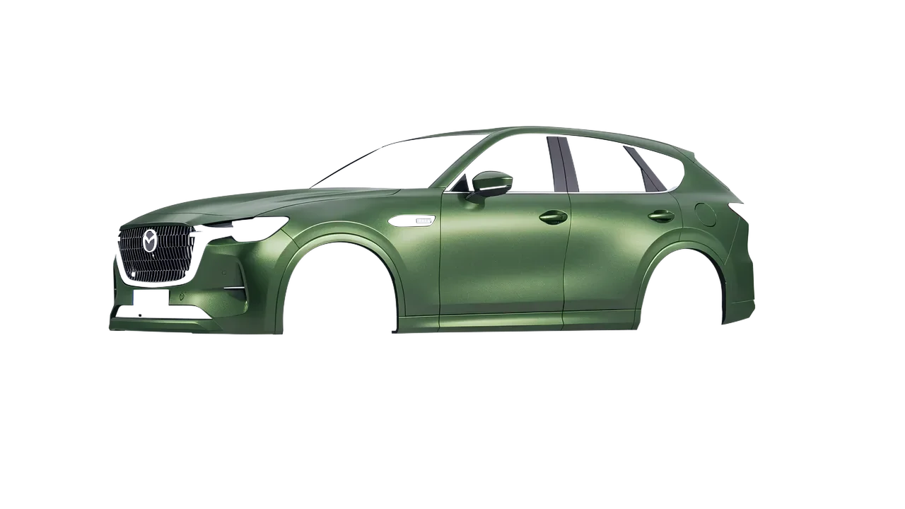 Mazda CX-60 2023 wrapped in Apple Green (Avery Dennison SW900-745-M), front three-quarter view