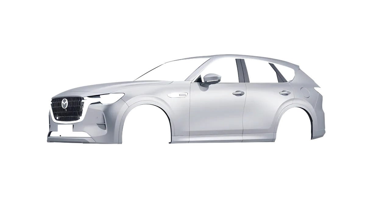 Mazda CX-60 2023 wrapped in Matte Silver (3M M21), front three-quarter view