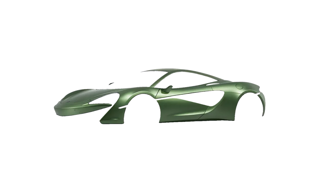 McLaren 570S 2020 wrapped in Apple Green (Avery Dennison SW900-745-M), front three-quarter view