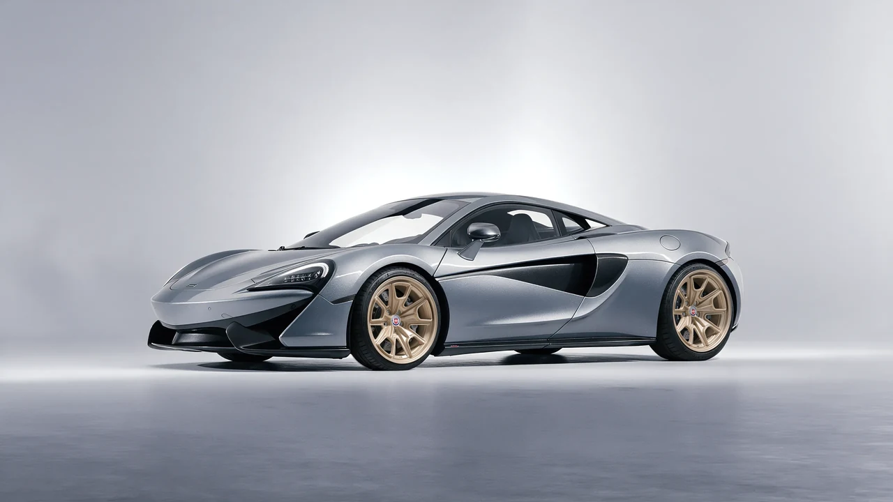 McLaren 570S 2020 on HRE Performance Wheels 427M forged wheels, front three-quarter view
