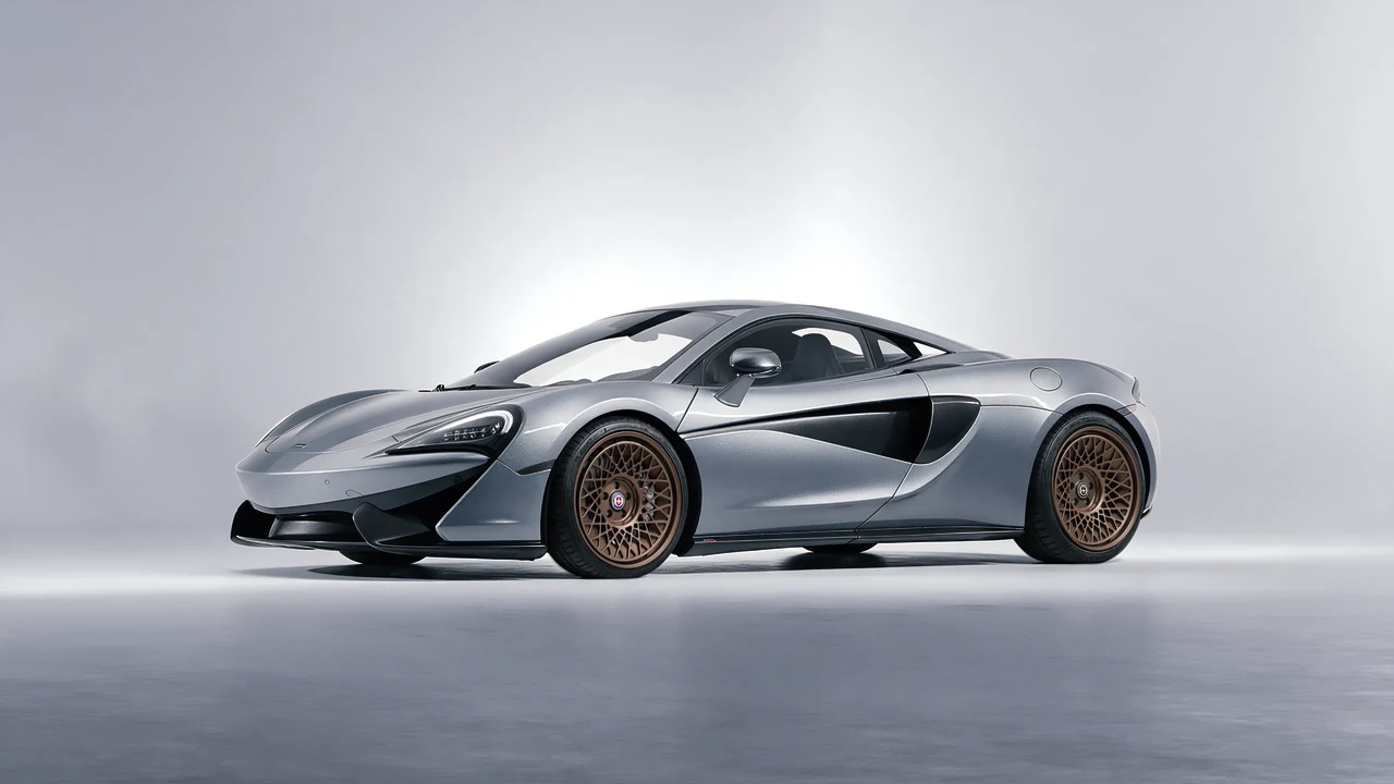 McLaren 570S 2020 on HRE Performance Wheels 501-GTM forged wheels, front three-quarter view