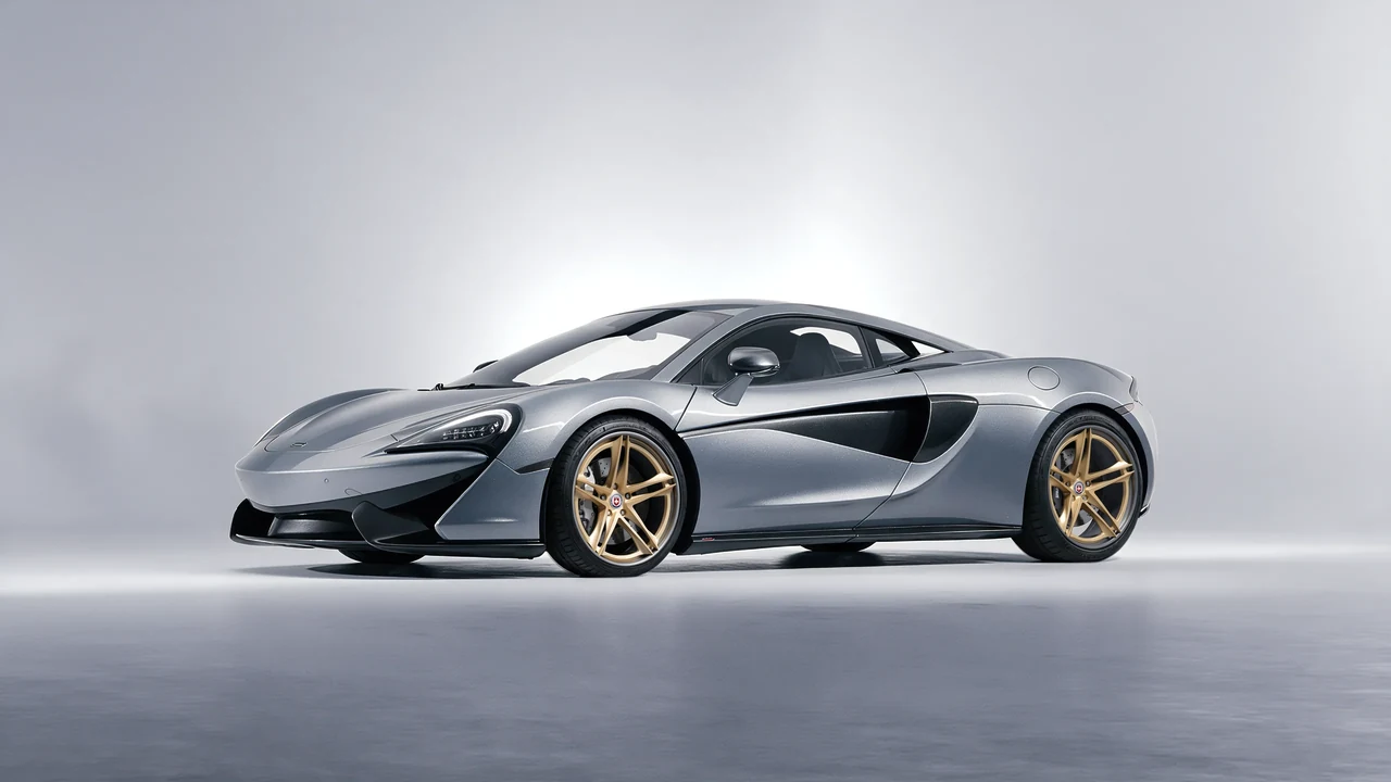 McLaren 570S 2020 on HRE Performance Wheels S207H forged wheels, front three-quarter view