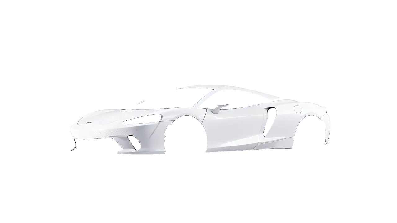 McLaren GT 2022 wrapped in Carbon Fiber White (Avery Dennison SW900-115-X), front three-quarter view