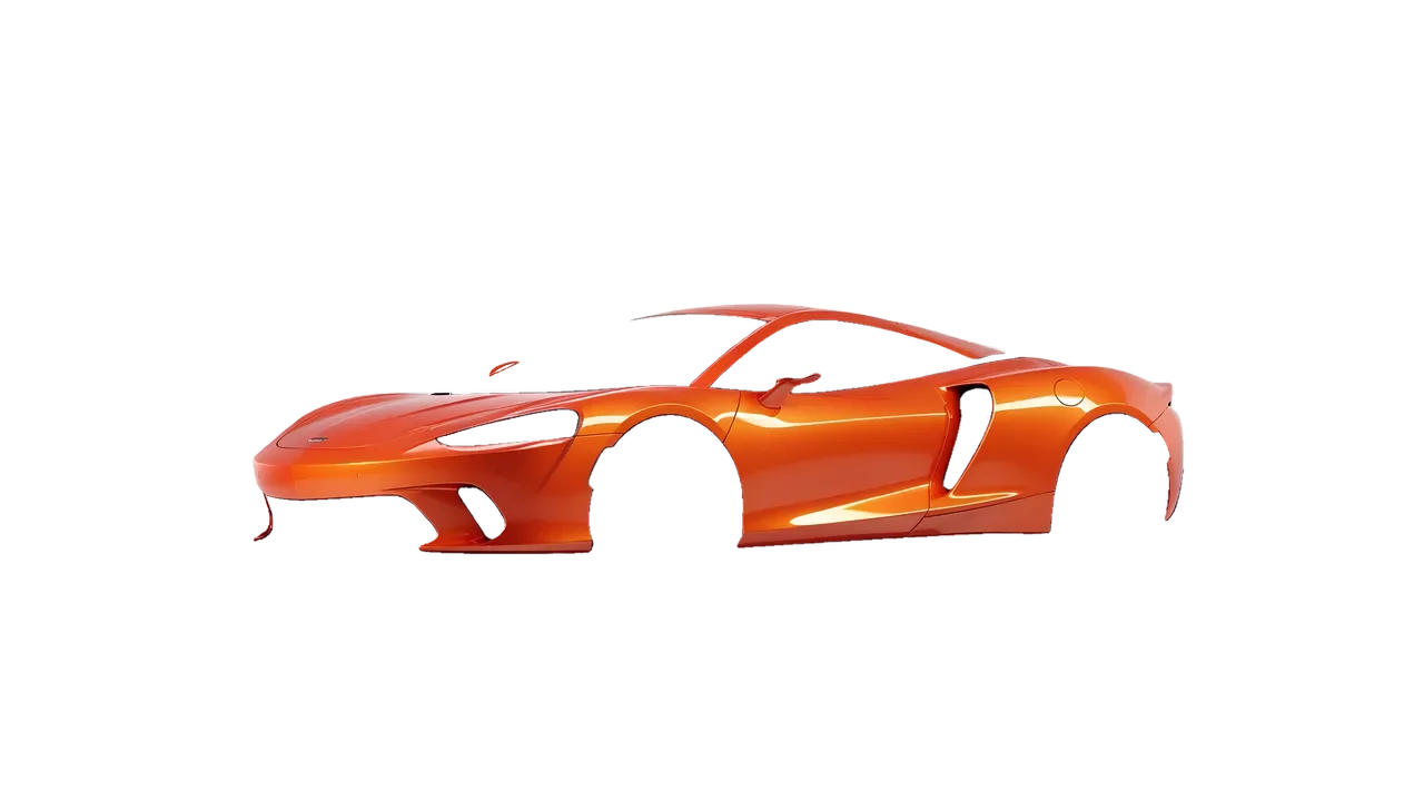McLaren GT 2022 wrapped in Fiery Orange (3M G364), front three-quarter view