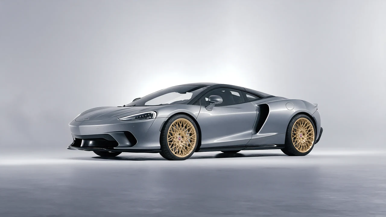 McLaren GT 2022 on HRE Performance Wheels 501M forged wheels, front three-quarter view