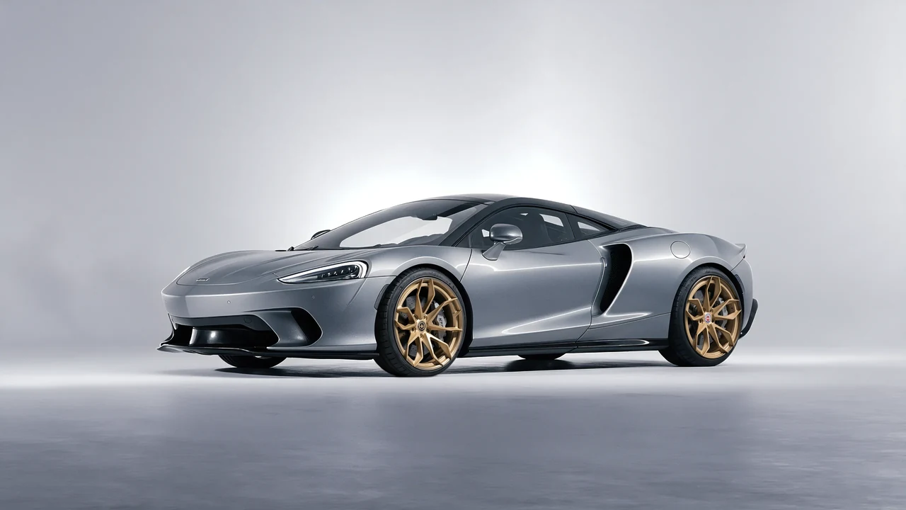 McLaren GT 2022 on HRE Performance Wheels S201H forged wheels, front three-quarter view