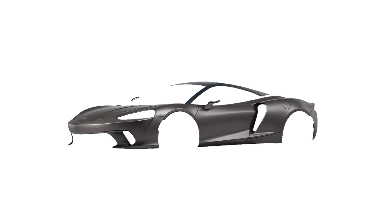 McLaren GT 2022 wrapped in Black Rock Grey (Avery Dennison SW900-823-M), front three-quarter view