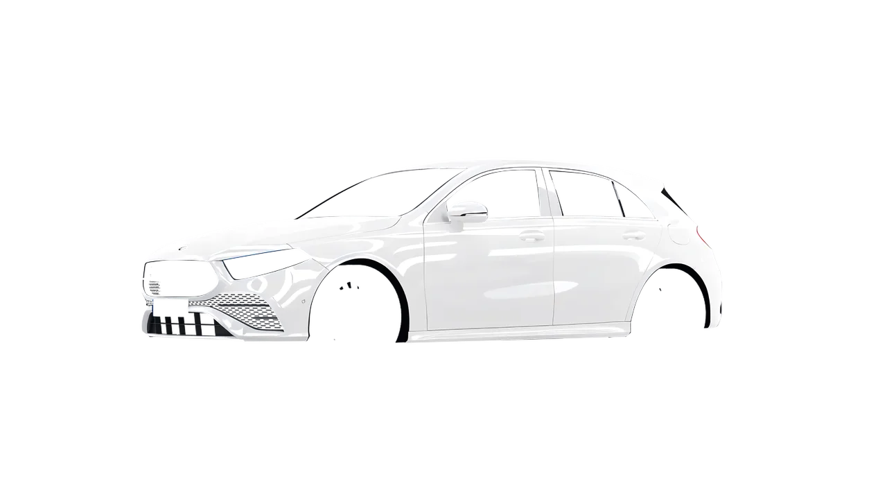 Mercedes-Benz A-Class AMG 2023 wrapped in Gloss White (3M G10), front three-quarter view