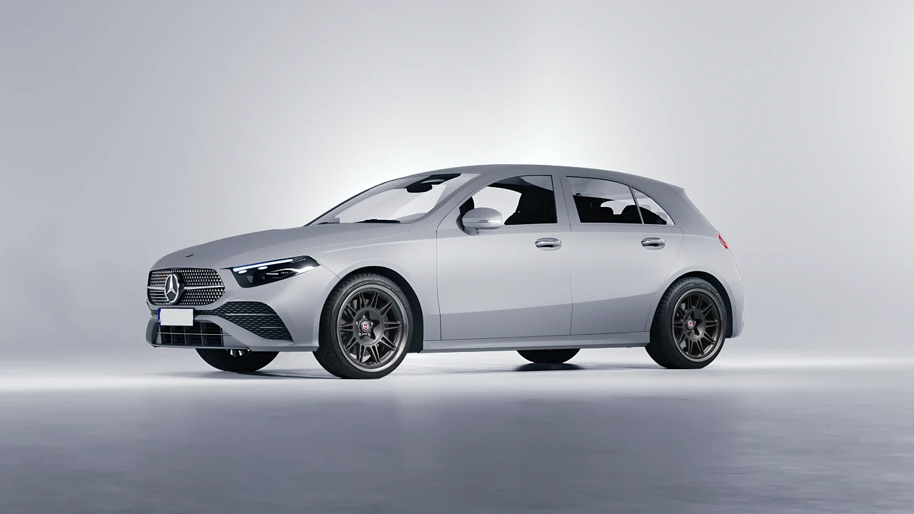 Mercedes-Benz A-Class AMG 2023 on HRE Performance Wheels 528 forged wheels, front three-quarter view