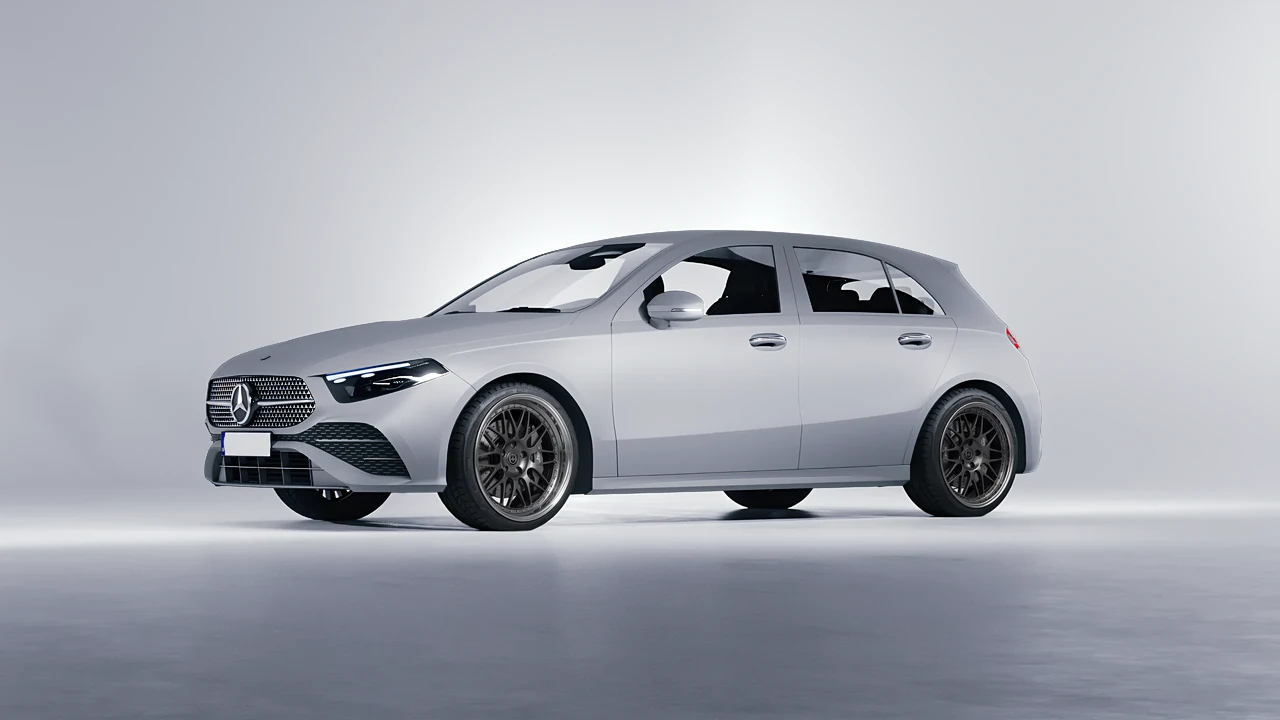 Mercedes-Benz A-Class AMG 2023 on HRE Performance Wheels 540 forged wheels, front three-quarter view