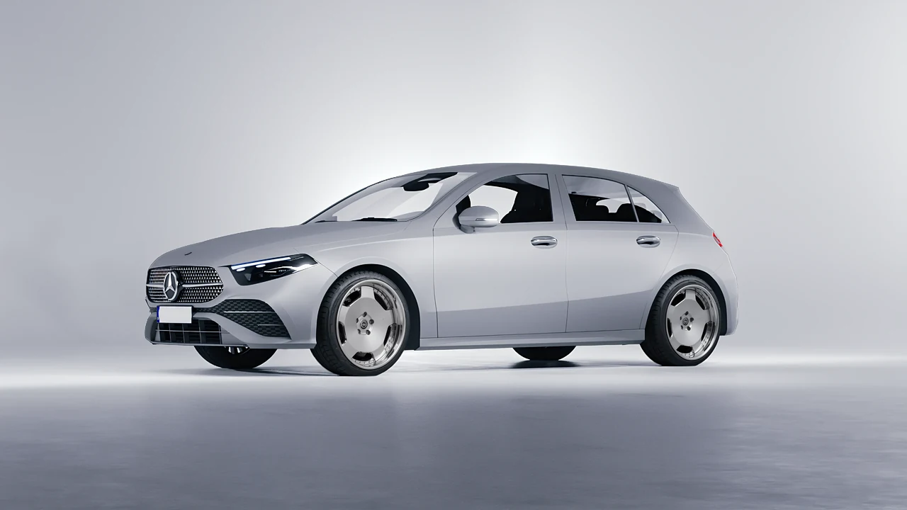 Mercedes-Benz A-Class AMG 2023 on HRE Performance Wheels 544C forged wheels, front three-quarter view