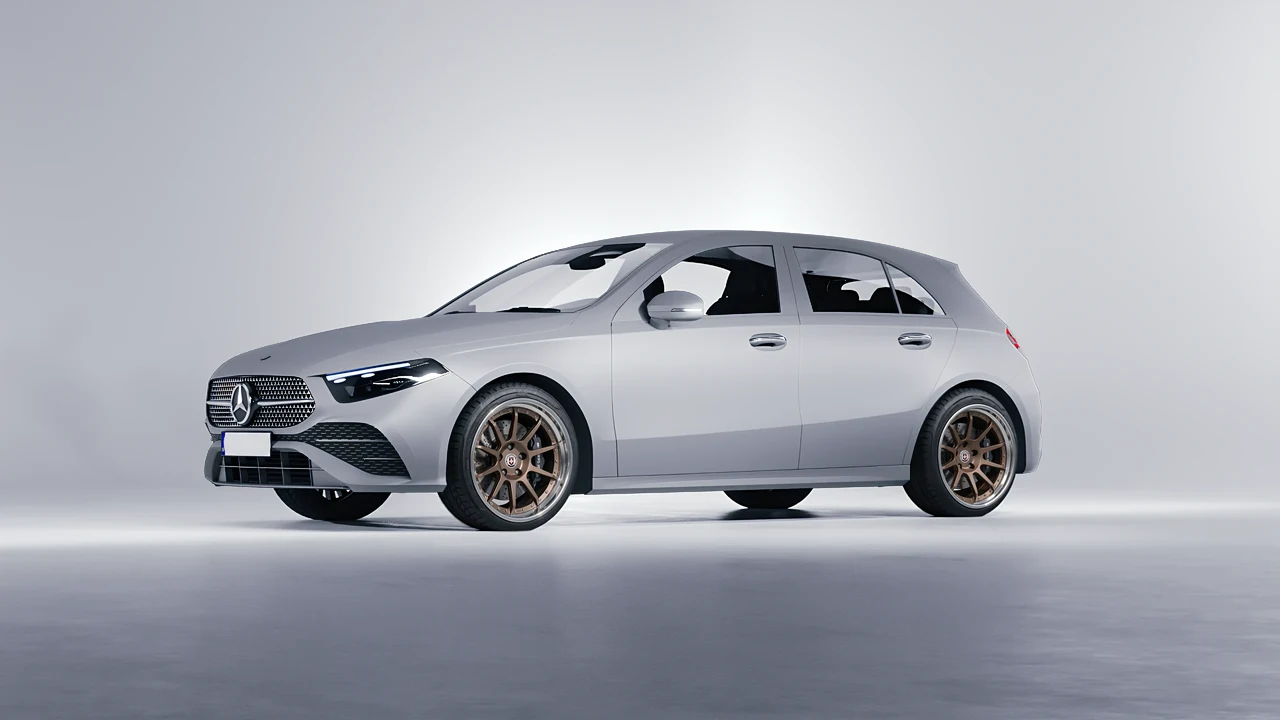 Mercedes-Benz A-Class AMG 2023 on HRE Performance Wheels C103 forged wheels, front three-quarter view