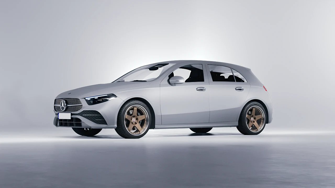 Mercedes-Benz A-Class AMG 2023 on HRE Performance Wheels C105 forged wheels, front three-quarter view