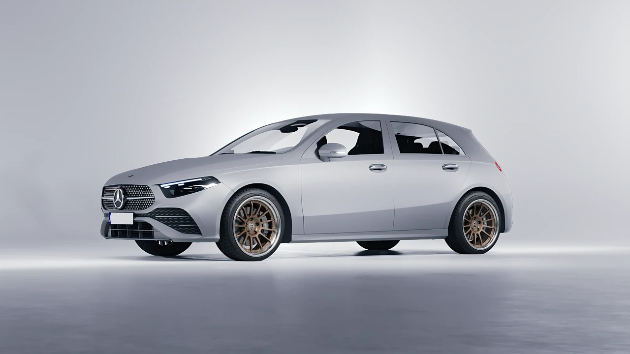 Mercedes-Benz A-Class AMG 2023 on HRE Performance Wheels C109 forged wheels, front three-quarter view
