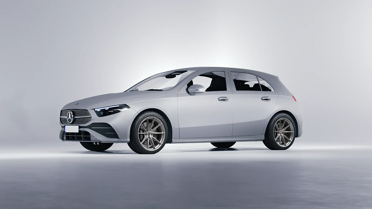 Mercedes-Benz A-Class AMG 2023 on HRE Performance Wheels P104SC forged wheels, front three-quarter view