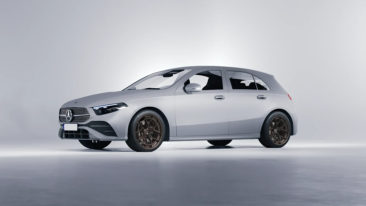 Mercedes-Benz A-Class AMG 2023 on HRE Performance Wheels P301 forged wheels, front three-quarter view