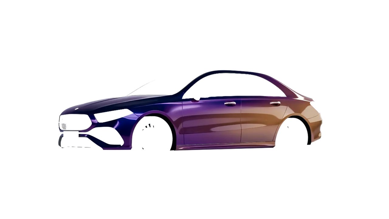 Mercedes-Benz A-Class Sedan AMG 2023 wrapped in Gloss Flip Deep Space (3M GP278), front three-quarter view