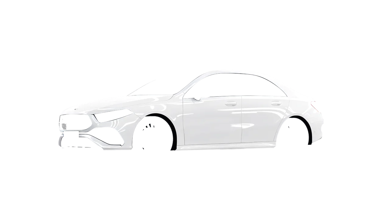 Mercedes-Benz A-Class Sedan AMG 2023 wrapped in Gloss White (3M G10), front three-quarter view