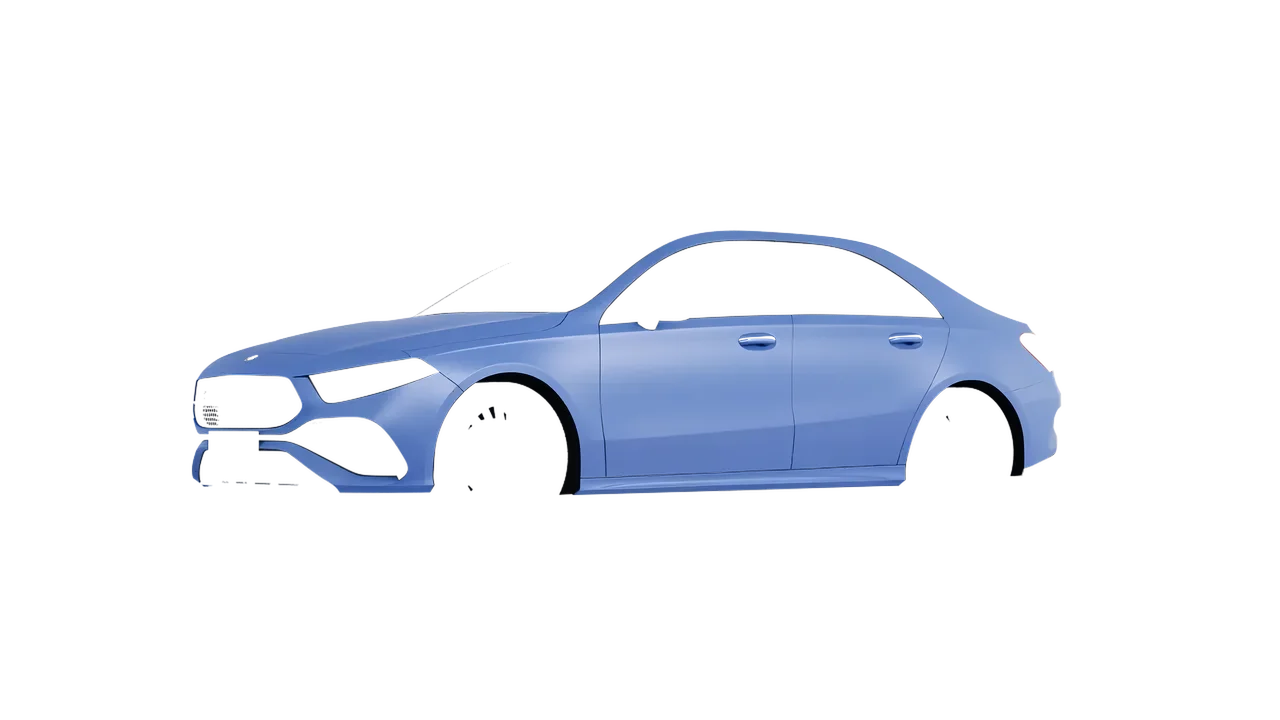 Mercedes-Benz A-Class Sedan AMG 2023 wrapped in Dreamline Blue (Avery Dennison SW900-616-O), front three-quarter view