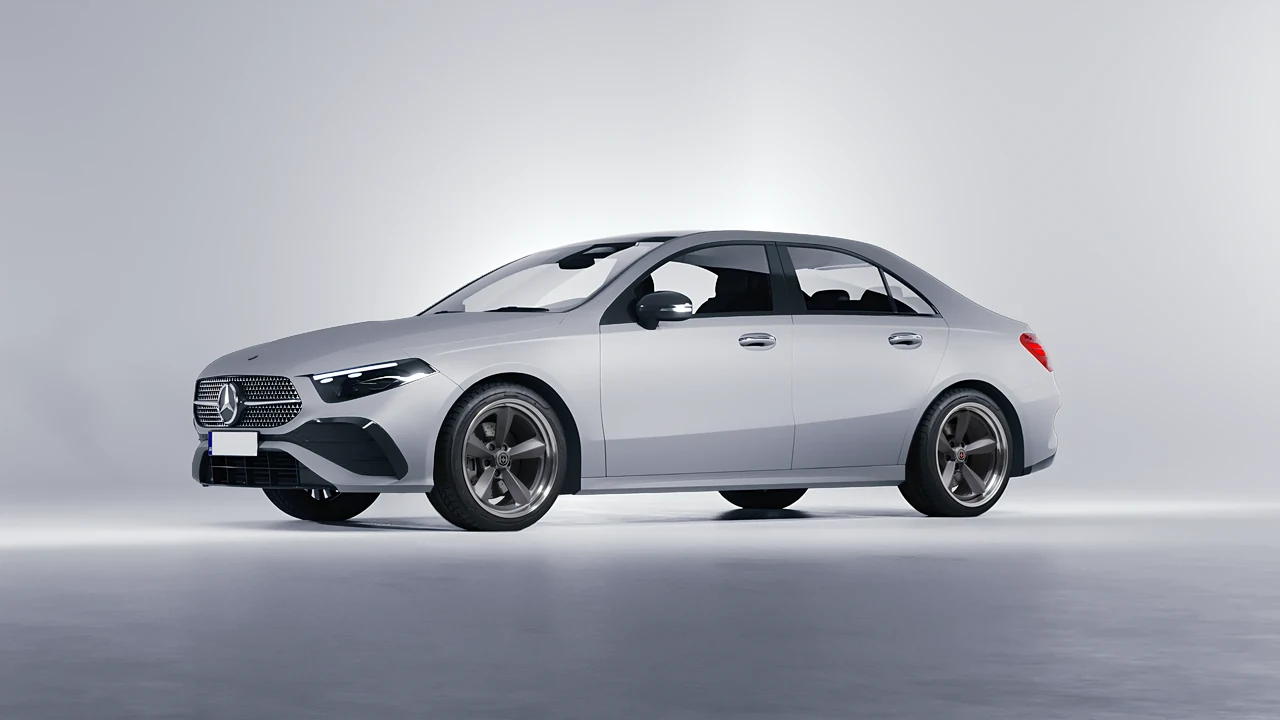 Mercedes-Benz A-Class Sedan AMG 2023 on HRE Performance Wheels 105 forged wheels, front three-quarter view