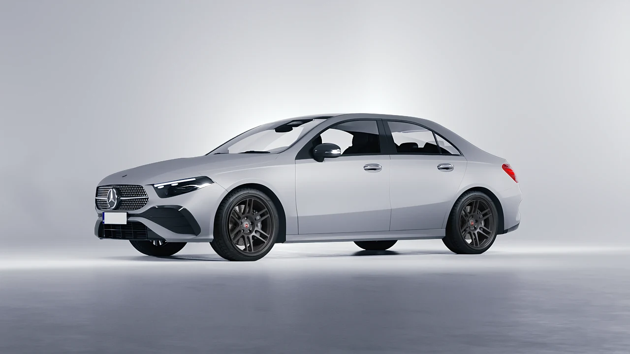 Mercedes-Benz A-Class Sedan AMG 2023 on HRE Performance Wheels 312-GT forged wheels, front three-quarter view