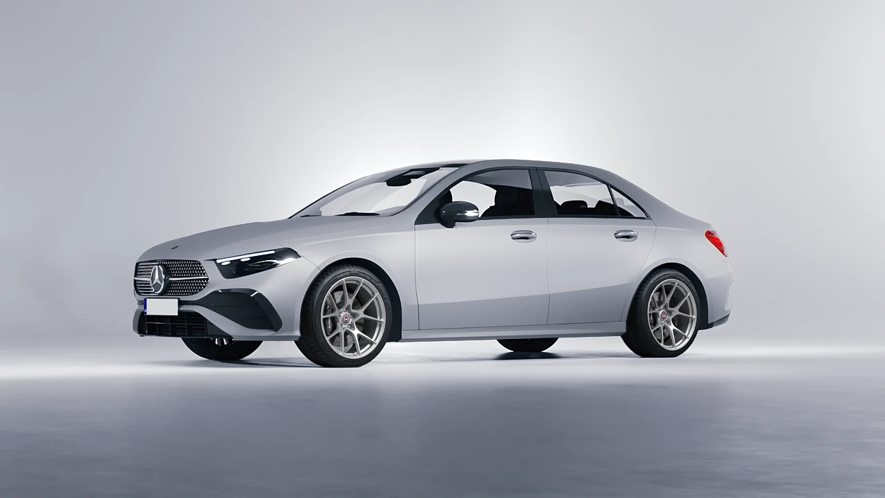Mercedes-Benz A-Class Sedan AMG 2023 on HRE Performance Wheels 521M forged wheels, front three-quarter view