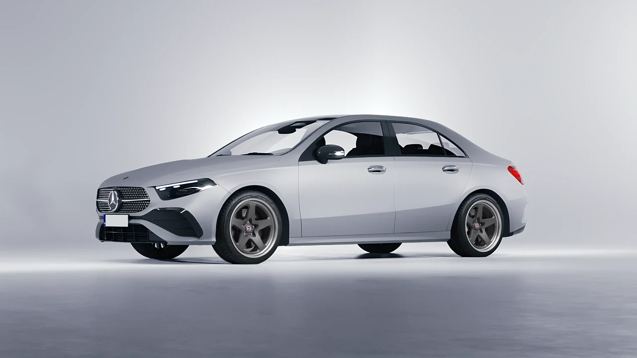 Mercedes-Benz A-Class Sedan AMG 2023 on HRE Performance Wheels 527 forged wheels, front three-quarter view