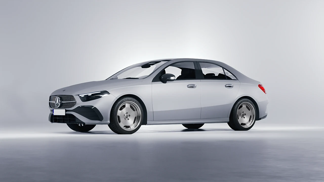 Mercedes-Benz A-Class Sedan AMG 2023 on HRE Performance Wheels 544 forged wheels, front three-quarter view