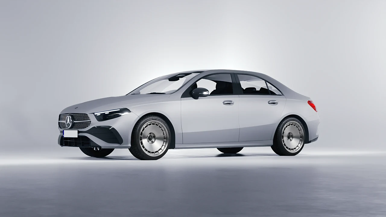 Mercedes-Benz A-Class Sedan AMG 2023 on HRE Performance Wheels 935 forged wheels, front three-quarter view