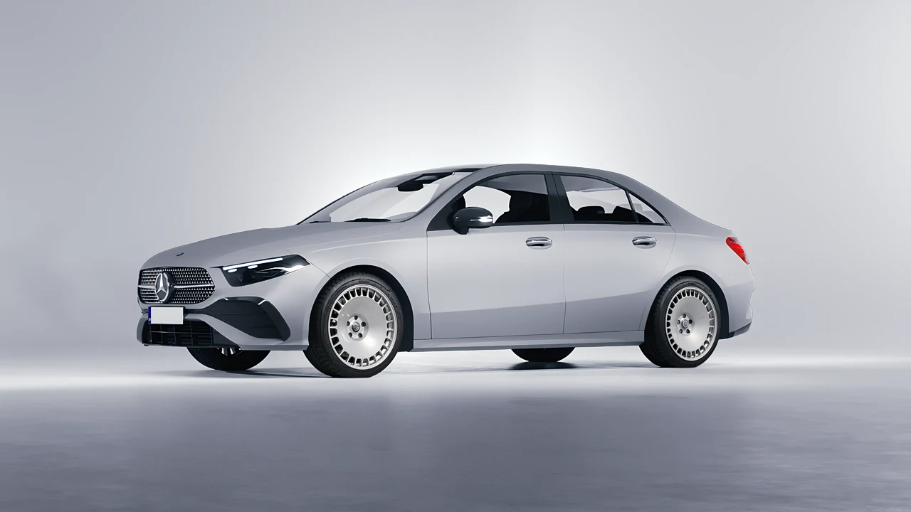 Mercedes-Benz A-Class Sedan AMG 2023 on HRE Performance Wheels 935M forged wheels, front three-quarter view