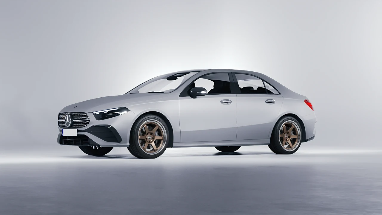 Mercedes-Benz A-Class Sedan AMG 2023 on HRE Performance Wheels C106 forged wheels, front three-quarter view
