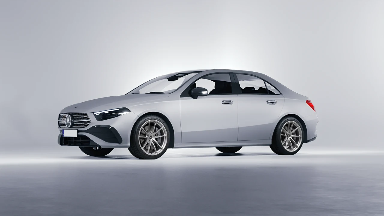 Mercedes-Benz A-Class Sedan AMG 2023 on HRE Performance Wheels P104 forged wheels, front three-quarter view