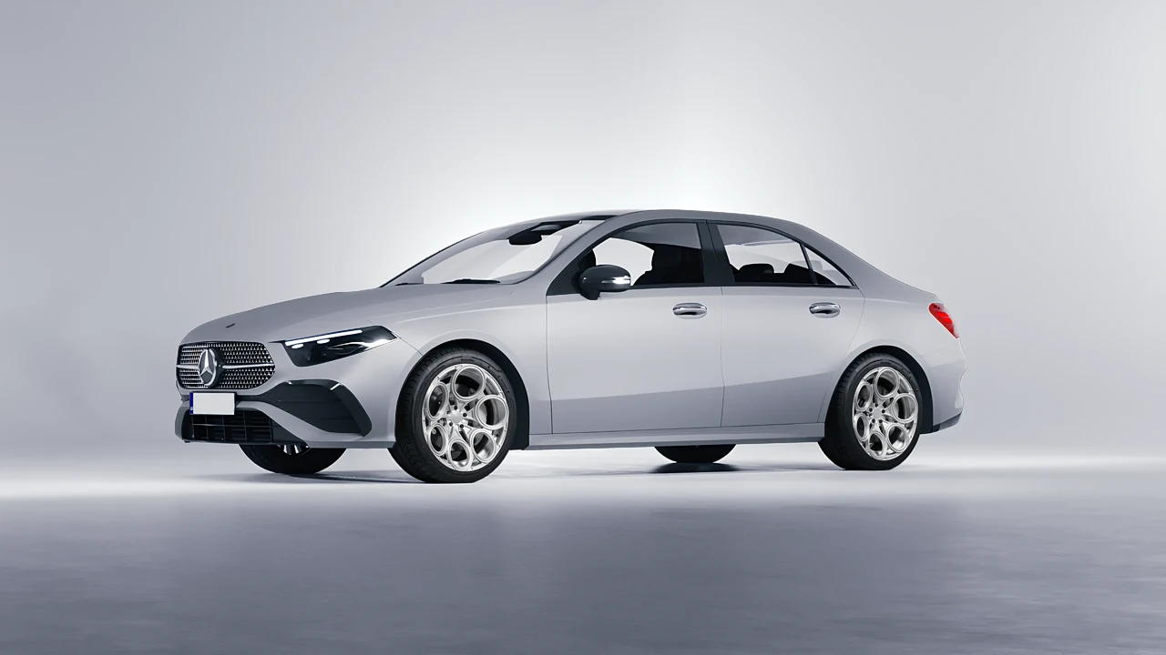 Mercedes-Benz A-Class Sedan AMG 2023 on RDB LA Revolver forged wheels, front three-quarter view