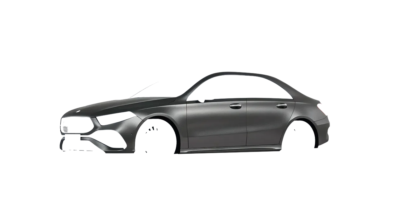 Mercedes-Benz A-Class Sedan AMG 2023 wrapped in Black Rock Grey (Avery Dennison SW900-823-M), front three-quarter view