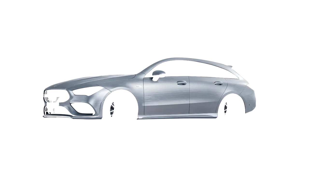 Mercedes-Benz AMG CLA 35 Shooting Brake 2020 wrapped in Brushed Aluminum (Avery Dennison SW900-812-X), front three-quarter view