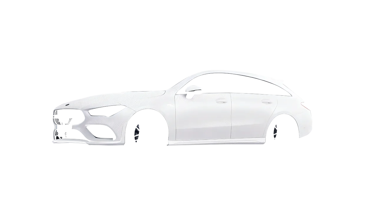 Mercedes-Benz AMG CLA 35 Shooting Brake 2020 wrapped in Carbon Fiber White (Avery Dennison SW900-115-X), front three-quarter view