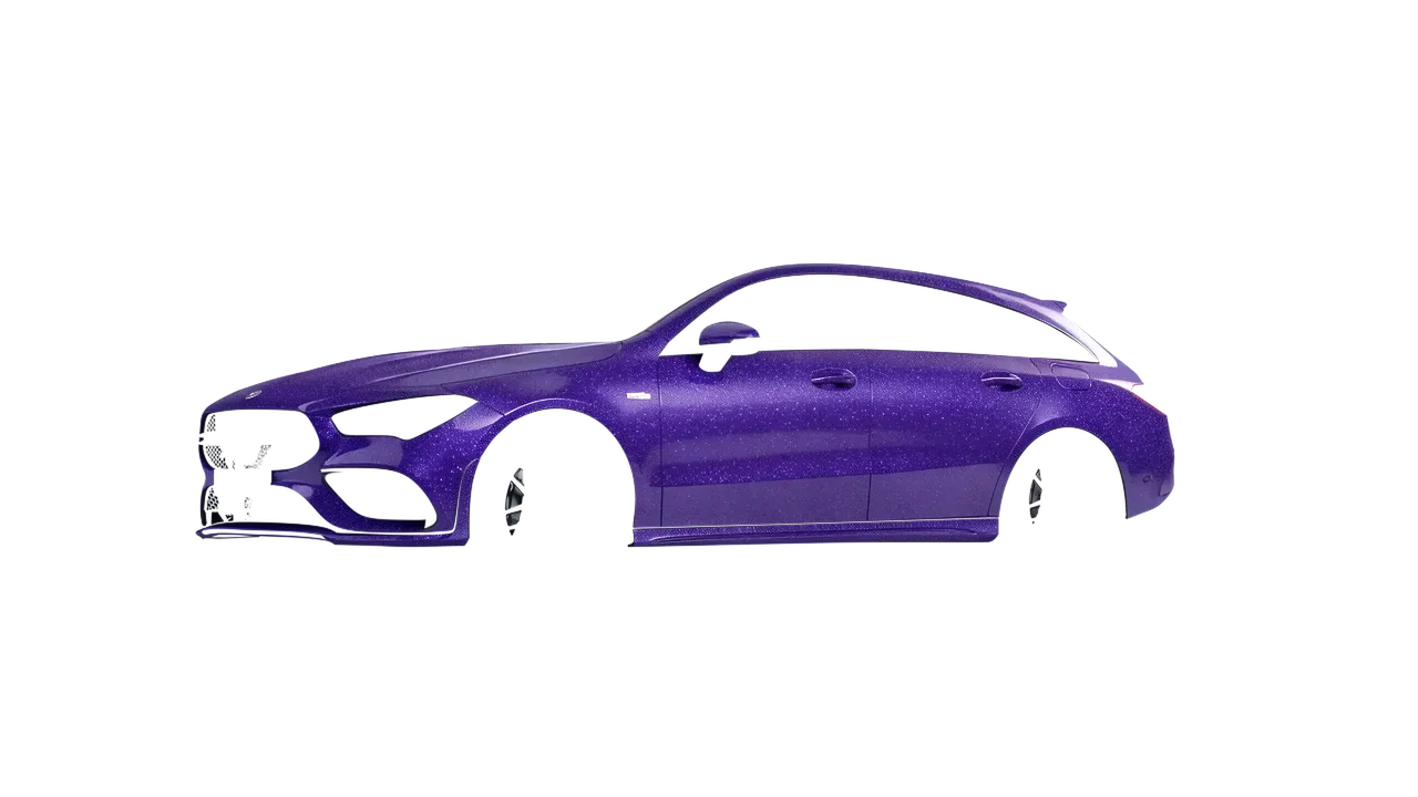 Mercedes-Benz AMG CLA 35 Shooting Brake 2020 wrapped in Purple (Avery Dennison SW900-587-D), front three-quarter view