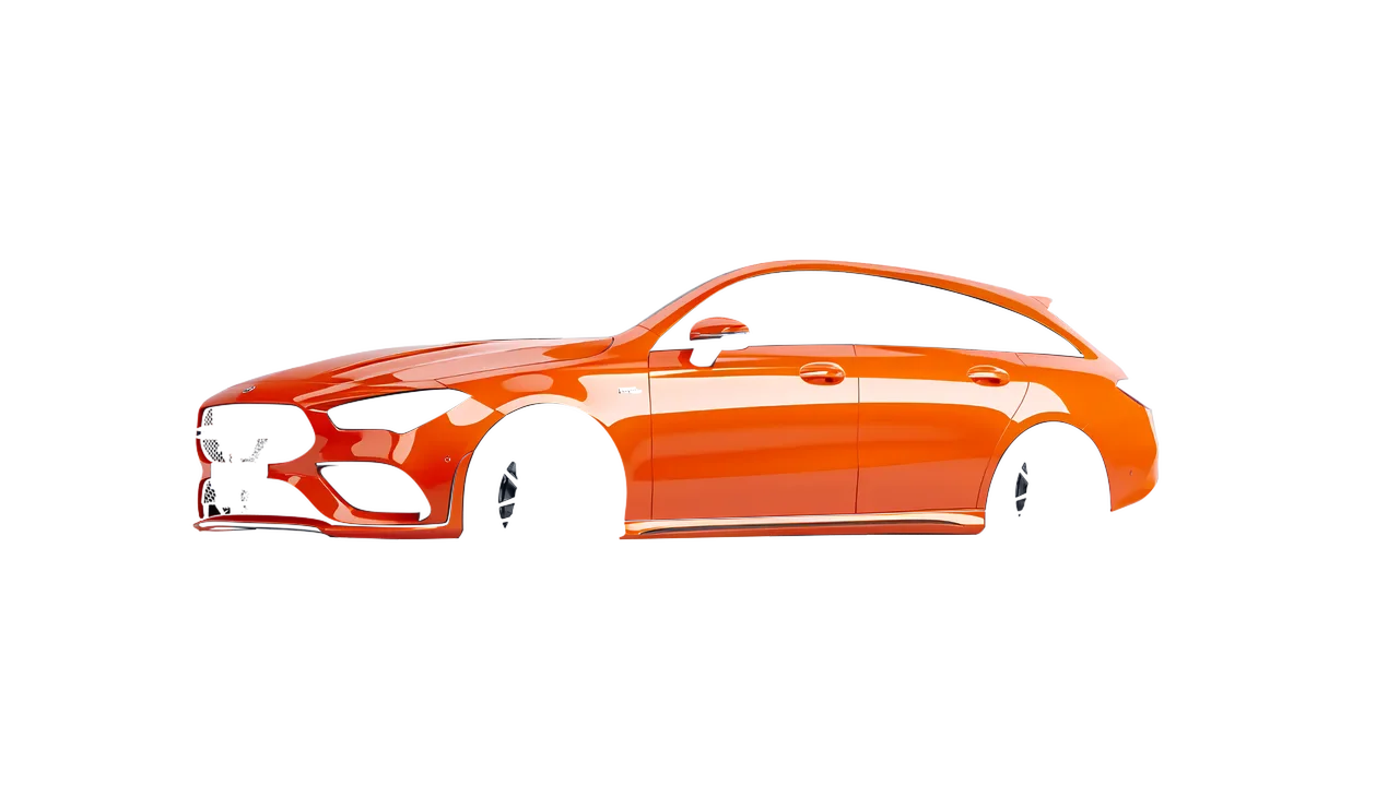 Mercedes-Benz AMG CLA 35 Shooting Brake 2020 wrapped in Fiery Orange (3M G364), front three-quarter view