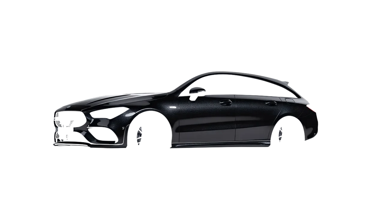 Mercedes-Benz AMG CLA 35 Shooting Brake 2020 wrapped in Mystery Black (Avery Dennison SW900-184-M), front three-quarter view