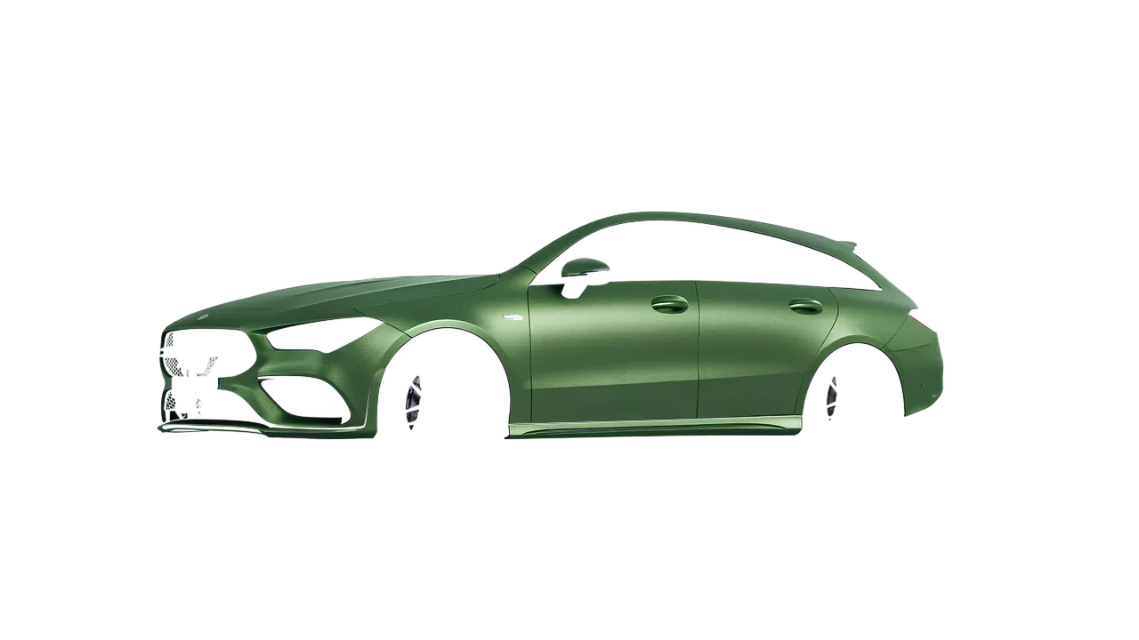 Mercedes-Benz AMG CLA 35 Shooting Brake 2020 wrapped in Apple Green (Avery Dennison SW900-745-M), front three-quarter view