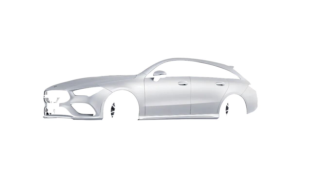 Mercedes-Benz AMG CLA 35 Shooting Brake 2020 wrapped in Matte Silver (3M M21), front three-quarter view