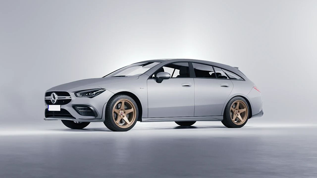 Mercedes-Benz AMG CLA 35 Shooting Brake 2020 on HRE Performance Wheels 305-GTS forged wheels, front three-quarter view