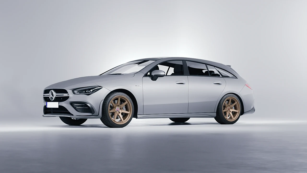 Mercedes-Benz AMG CLA 35 Shooting Brake 2020 on HRE Performance Wheels 307-GTS forged wheels, front three-quarter view