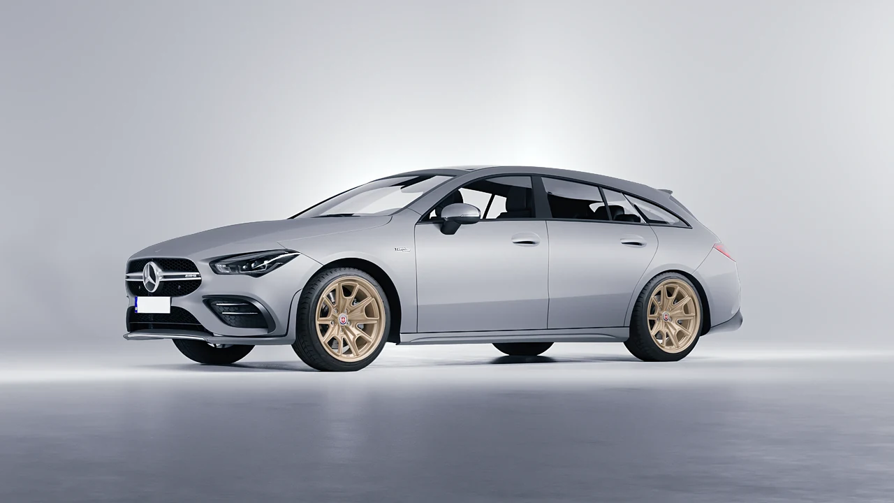 Mercedes-Benz AMG CLA 35 Shooting Brake 2020 on HRE Performance Wheels 427M forged wheels, front three-quarter view
