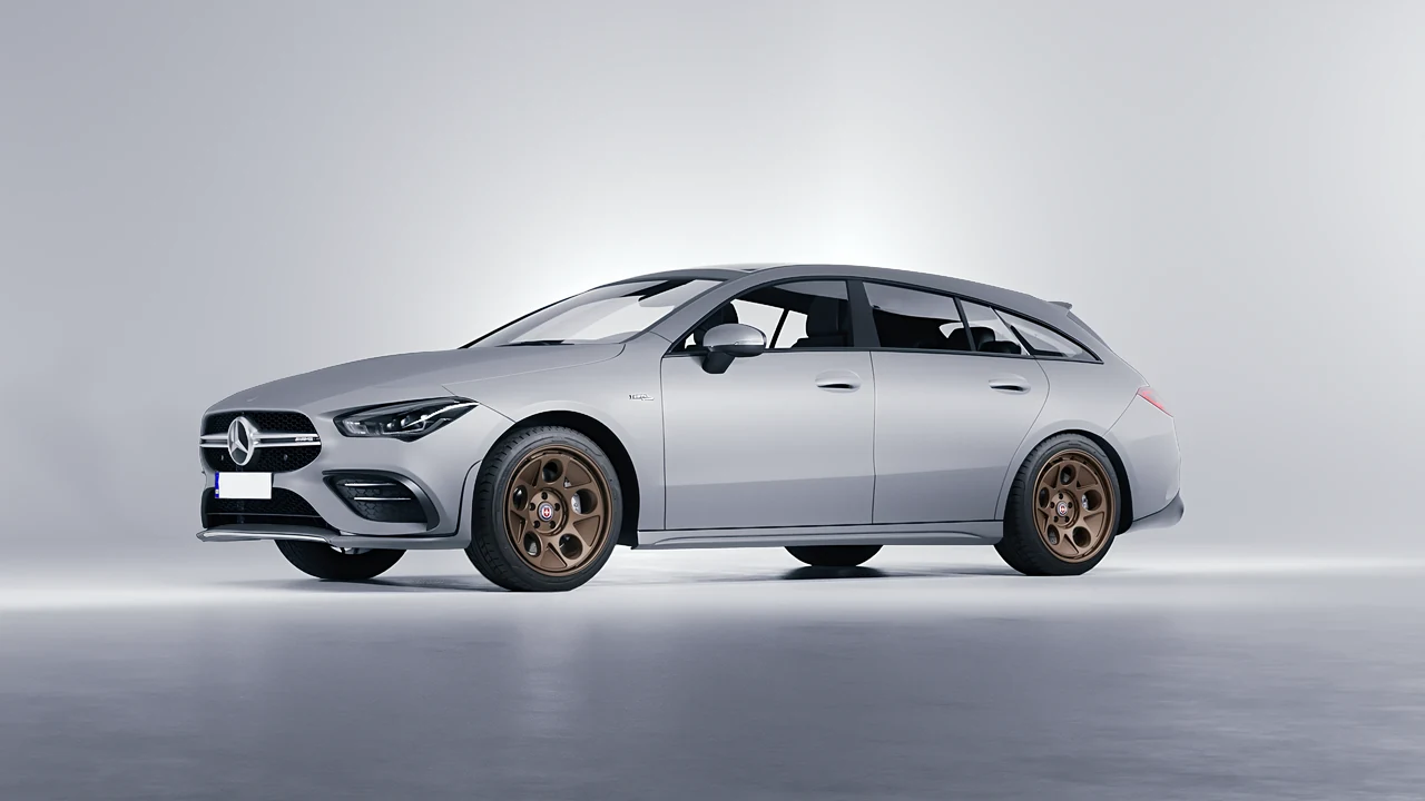 Mercedes-Benz AMG CLA 35 Shooting Brake 2020 on HRE Performance Wheels 454-GTM forged wheels, front three-quarter view