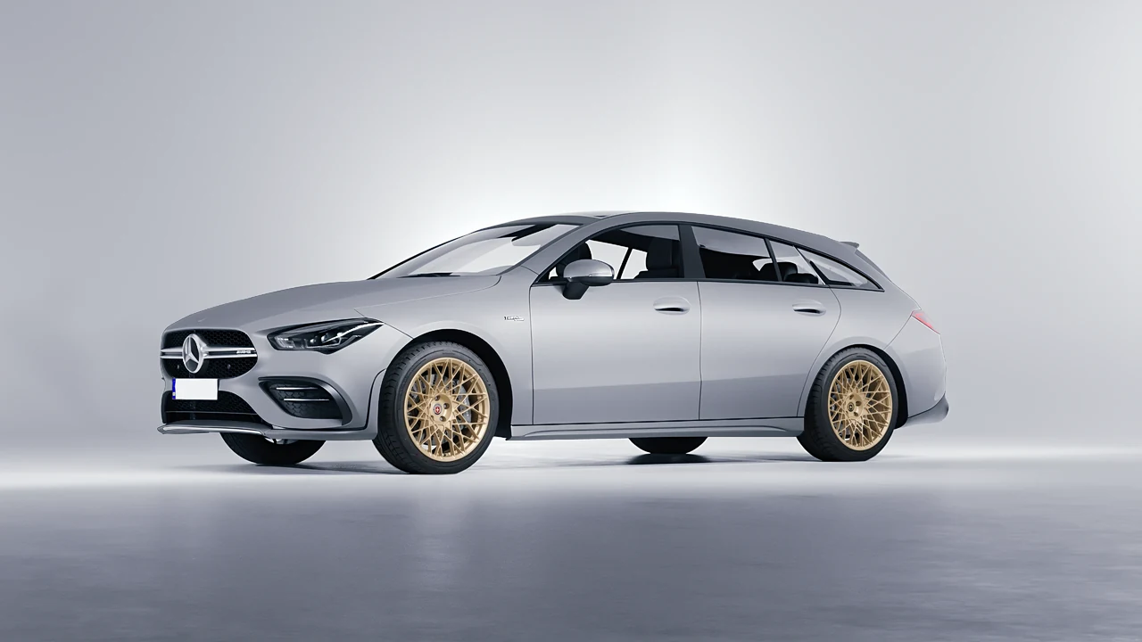 Mercedes-Benz AMG CLA 35 Shooting Brake 2020 on HRE Performance Wheels 501M forged wheels, front three-quarter view