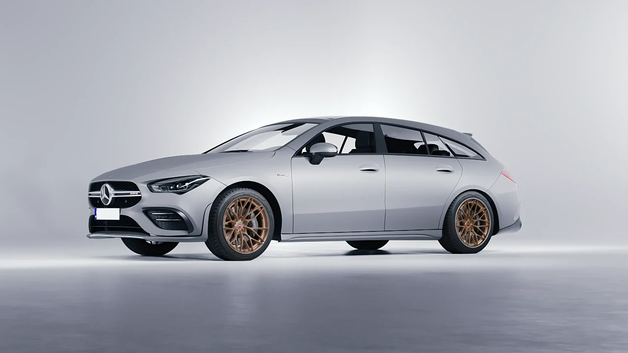 Mercedes-Benz AMG CLA 35 Shooting Brake 2020 on HRE Performance Wheels S200H forged wheels, front three-quarter view