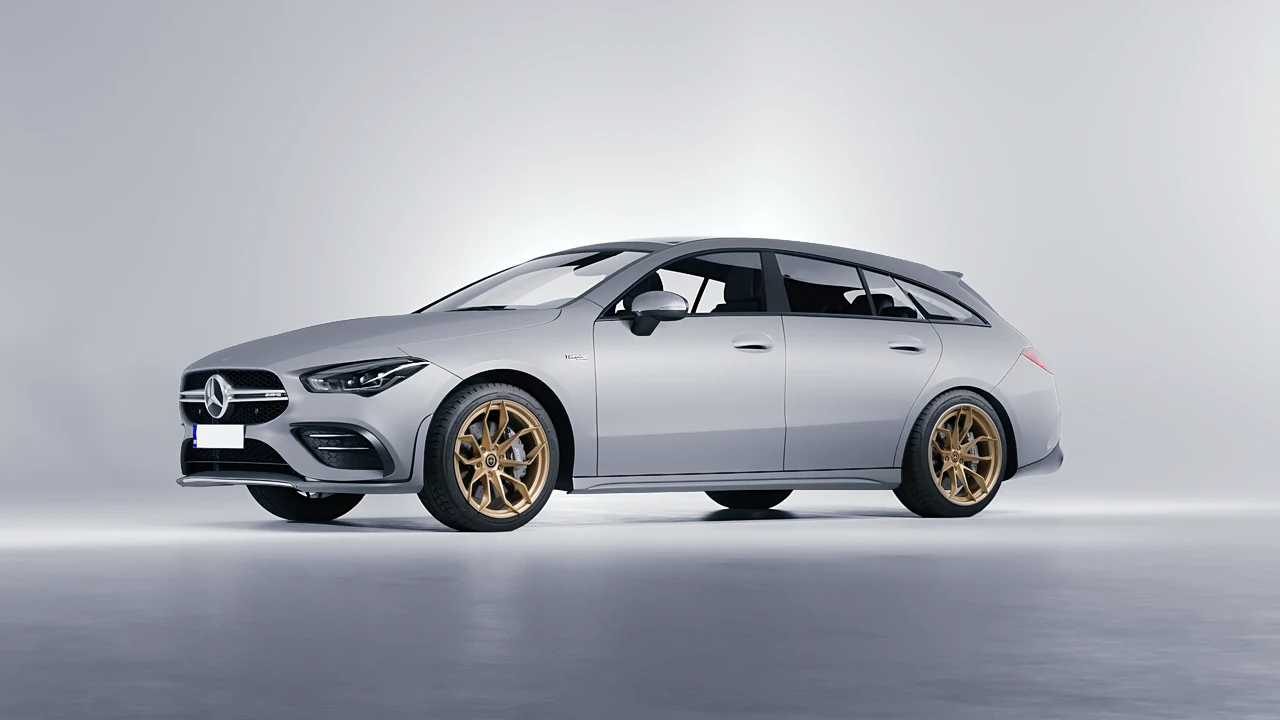 Mercedes-Benz AMG CLA 35 Shooting Brake 2020 on HRE Performance Wheels S201H forged wheels, front three-quarter view
